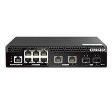 QNAP QSW-M2106PR-2S2T 交換器，具備六個2.5GbE RJ45連接埠與兩個10GbE SFP+光纖埠，支援PoE供電, 1個, QSW-M2106PR-2S2T-