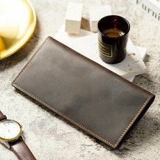 Elenexer 復古瘋馬皮長夾