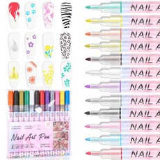 12색 네일아트 펜 세트 그래피티 라이너 펜 네일 DIY 장식 속건성, 1세트, 12개