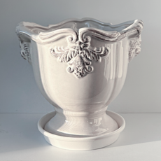 일일미학 로코코 프렌치 앤틱 도자기 화분, 중형, 1개, 화이트