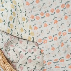 라쁘띠 플라워 삼중 (3중) 요루 거즈 면100% 워싱 천, 1개, 옐로