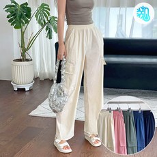 사라쿨 카고 와이드 쿨팬츠 5color / 여름 밴딩 바지 / 빅사이즈 F-2XL [여성 남성 남녀공용 롱숏 3단계]
