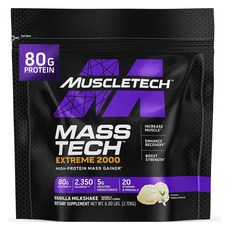 MUSCLETECH Mass Tech Extreme 2000 高蛋白增肌粉 香草奶昔, 1個, 2.72kg