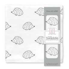 152373 SwaddleDesigns 면 모슬린 포대기 담요 남아 및 여아용 속싸개 최고의 샤워 선물 116.8 x 116.8cm(46 46인치) 어린 양 스털링, Hedgehogs