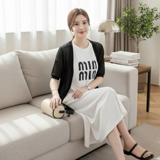 예뻐요 여성 여름반팔 옆트임 롱 원피스 면 H라인 데일리