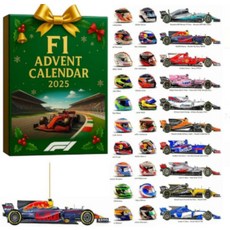 완벽한 크리스마스 선물 고양이 사랑이를 위한 어드벤트 캘린더 블라인드 박스 아크릴 트리 장식 오너먼트 세트, 26*18*3센티미터, F1 레이싱카