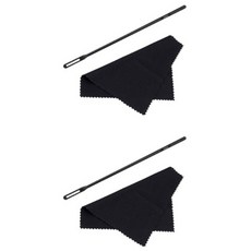 플룻 청소 봉 플루트 천 내부 세척 도구 클리너 용품 2pcs 1set, 블랙, 1개, 봉 2개 + 천 2개