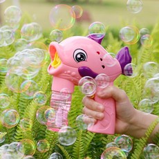 비눗방울총 자동 게틀링 비눗방울 으뜸 놀이 건 총, 분홍색 버블 건 에는 50ml 2병, 1개