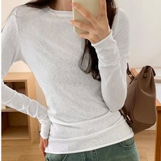 투니스 여성 얇은 슬림핏 긴소매 티셔츠