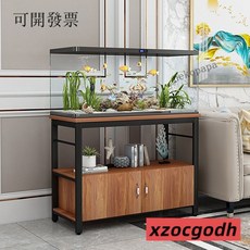 簡易魚缸櫃魚缸架金屬傢用客廳魚缸底櫃水族箱定做小型魚缸底座櫃, 黑架+白色板,60長*45寬*70高雙開門, 1個