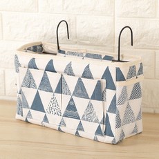 掛式布藝收納掛袋宿舍牀頭布藝雜物掛籃住校必備宿舍神器牀上, 雙溝灰格子,大號