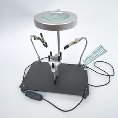 焊台帶燈放大鏡 焊接輔助工具, 1個, 2夾+臺鉗+帶燈放大鏡+洛鐵架