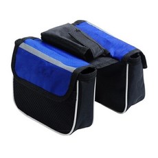 自行車前樑包前掛包山地車單車上管包防水馬鞍包騎行雙包配件裝備, 1個, 藍色普通款-(介意者慎選)