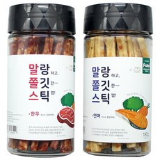 푸르미 강아지 말랑하고 쫄깃한 스틱 껌, 혼합맛(한우/혼합야채), 혼합맛(연어/혼합야채), 180g, 2개
