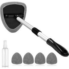 아스트로AI 윈드실드 클리너 도구 확장 가능한 손잡이가 있는 차량 내부 디테일 클리닝 키트 및 업그레이드된 고밀도 재사용 극세사 패드 4개 자동차용 자동 유리 와이퍼 브러시 파란색, 21 in, Gray