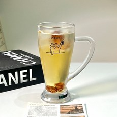 帶把玻璃杯 冰咖啡杯 啤酒杯, 1個, 小貓