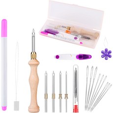 펀치 니들 키트에는 1.6mm-2mm-2.5mm-3.5mm-5mm 바늘 5가지 크기의 금속 성인 초보자를 위한 도구 DIY 공예 장식 및 선물핑크에 적합합니다, Pink, 1Box