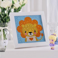 DIY 키링 재료 십이간지 벽시계 액자 열쇠고리 만들기, 1개, 형광 옐로우 Q버전 사자