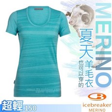 Icebreaker一線之路女款輕薄低圓領短袖羊毛排汗衣150 Tech Lite運動T恤