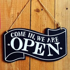 태쓰 양면 오픈클로즈 가게 안내 팻말 표시판, 블랙