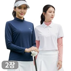 아소트 여성 쿨링 반목티 기능성 긴팔 스포츠 골프웨어 등산 작업복 이너 티셔츠 2장세트
