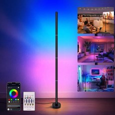 117039 VTYXCTIGJ 코너 플로어 램프 앱 및 리모컨이 있는 스마트 RGB LED 1 600만 가지 색상 68개 이상의 장면 음악 동기화 타이머 설정 거실 침, 117039 VTYXCTIGJ 코너 플로어 램프, 앱