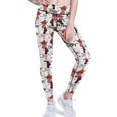 ViseSUN 선캡ny Christmas Reindeer 여성용 요가 팬츠 하이 웨이스트 복부 컨트롤 레깅스 운동용 바지 블랙. S