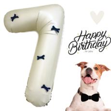 파티룰루 아이보리 대형 숫자풍선, 1개, 블랙리본 70cm 숫자 7