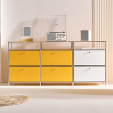 완제품 세레나 아델 1200 모듈 수납장 높은 거실 선반장 4colors, 02.더블옐로우