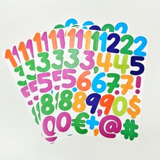 위시스튜디오 대형 귀여운 손글씨 숫자 스티커, 5장, 컬러믹스 5장, 컬러믹스