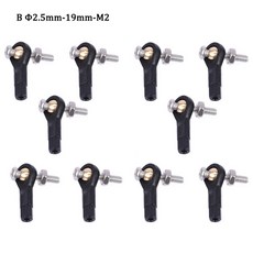 RC 보트비행기트럭버기 크롤러 자동차용 나사가 있는 10개 플라스틱 M2M3 로드 엔드볼, B 2.5mm L19mm M2