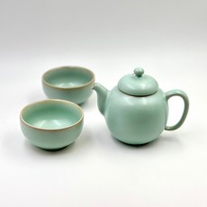 景德鎮 汝窯 120ml 茶壺 30ml 茶杯 一壺二杯 茶具 居家 辦公 外出 涵軒 禹之器, 1個