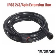 IP68 방수 2 핀 3 4 커넥터 연장 익스텐션 라인 234 코어 22AWG 0 스퀘어 와이어 포함 5m 1m, 3m, 4pin 0.3