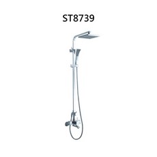 淋浴花灑套裝，頂噴手持雙花灑，多功能出水模式，簡約時尚設計, 銀, 1個