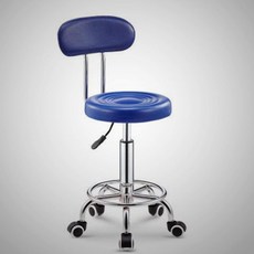 360도 스툴 미니 다목적 쿠션감 경량 높이조절 바퀴 이동식 의자 무빙, 1개, 블루 등받이 캐스터