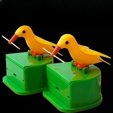 이쑤시개주는새 스마트 자동 이쑤시개통 식당 푸시형 귀여운 인테리어 소품, 100개, 새 자동 이쑤시개 상자 + 100개 이쑤시개