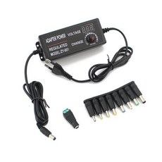 AC 조정 가능한 전원 공급 장치 3V-24V 3A AC DC 9 플러그 연결 범용 어댑터 AC to DC 220V 110V to 3V 24V 9W 72W, Adapter with 9 Plug, 1개