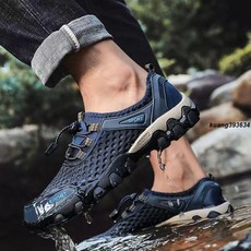 男鞋 2024夏季透氣網面涉水鞋 - 韓版潮流運動休閒跑步登山布鞋