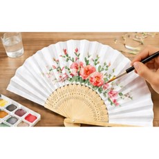 전통 대나무 종이 무지 부책 DIY 캘리 아트 그림그리기 체험부채