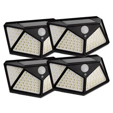팀메이커 태양광야외조명 가로등 태양열 LED센서등 야외조명 정원등 화이트, 100LED 벽부등 4개세트
