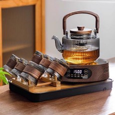 玻璃煮茶壺套組 加厚高硼硅蒸煮一體大容量提樑壺, 1個, 加購贈茶巾 運損包賠 ,透明詳靈壺1300ML
