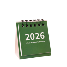 Helena 2025迷你小桌曆 ins風擺件 家居裝飾 辦公室療癒小物 禮物 可愛月曆 大學生 聖誕節, 綠色, 1個