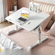 복나이트 침대테이블 침대책상 좌식책상 베드테이블 미니책상 노트북책상 폴딩높낮이조절테이블 베드트레이, 책장 서랍, 따뜻한 화이트