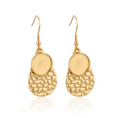 귀걸이 베젤 트레이 18K 골드 후크 블랭크 카보숑 이어 DIY 수지 쥬얼리 제작 용품 10 개, 11 Gold Water droplet