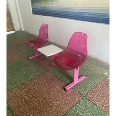 플라스틱 벤치 버스정류장 의자 2인용 커피테이블, 핑크투명 스퀘어 커피테이블