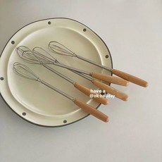 ins實木手柄迷你打蛋器奶油黃油攪拌器不銹鋼家用攪拌棒餐廳廚房, 1個, ins木柄打蛋器【約2*20cm】,兩支裝