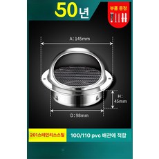 스테인레스 환풍기 커버 식당 배기관, 201 증정 100mm 접착제+나사