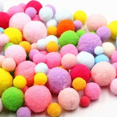 彩色毛球 手工飾品材料製作 小絨球 毛毛球, 1個, 多尺寸混色106個*1膠水
