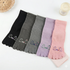 더 피치스 여성용 캐릭터 순면 발가락양말 중목 5켤레