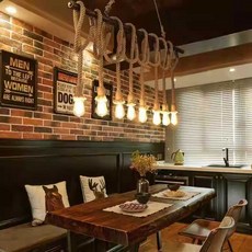 로프 샹들리에 인더스트리 컨트리 인테리어 소품 카페, 1.3m 8구